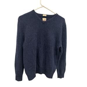 Article 365 Womens V-Neck Cashmere Sweater Jumper‎ L Navy Blue Classic Preppy